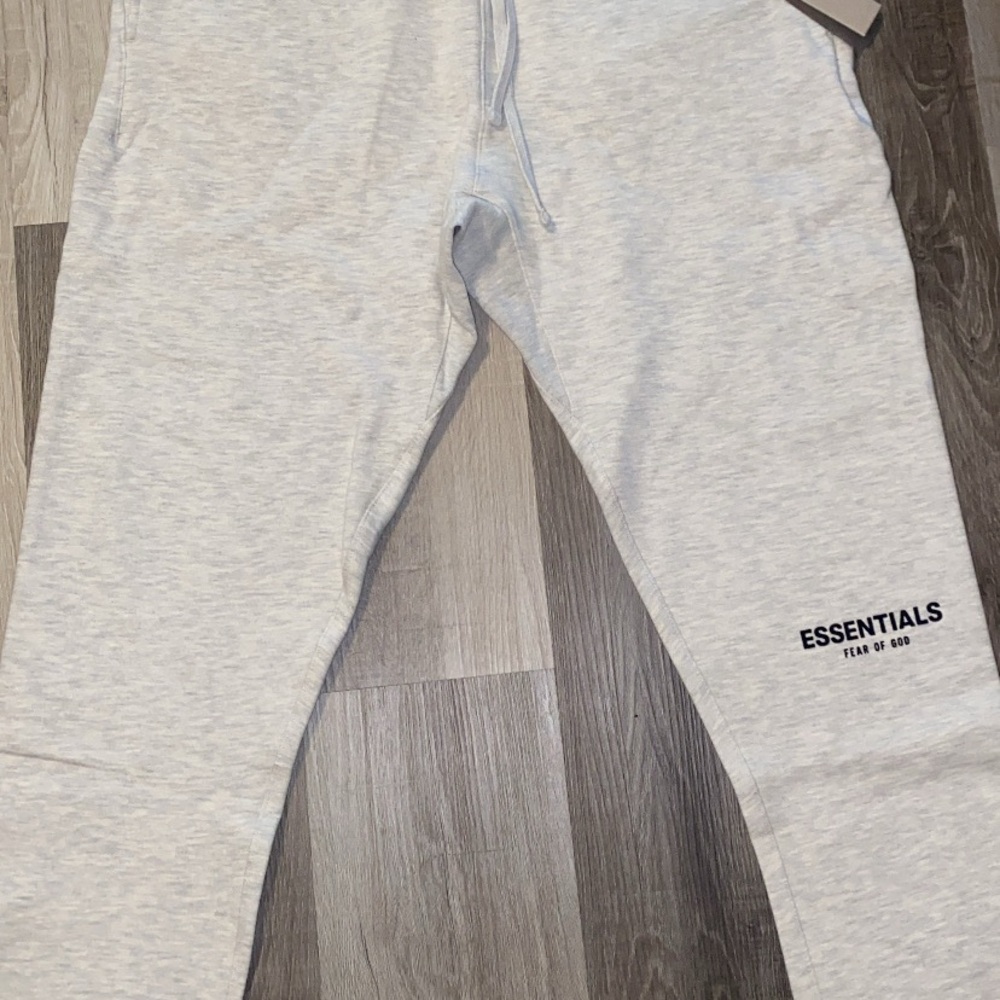 Essentials Gray Sweatpants Relaxed Fit Cotton-Blend